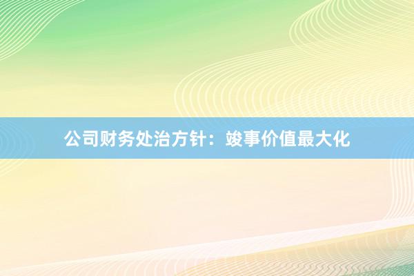 公司财务处治方针：竣事价值最大化